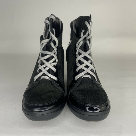 TSUBO Black Suede Leather 1002503 Dress High Top Wedge Sneaker Boots Size 10 - Picture 3 of 6